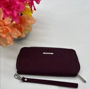 Travelon Maroon Quilted Wallet with Wristlet and Zip-Around Design